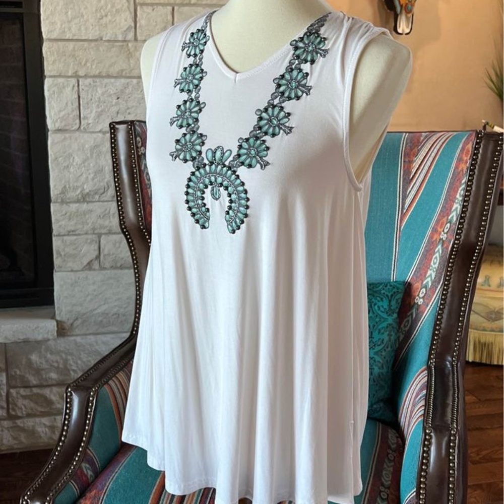 Double D Ranch Squash Blossom Tank! XS